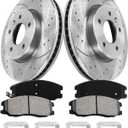 Anpulsero Front Brake Pads And Rotors Kit Compatible with 2007-2009 Chevy Equinox, 2012-2015 Captiva Sport Automotive Replacement Brake Kits 55148 D1264-8381 Drilled And Slotted Rotors 296mm(11.7in)