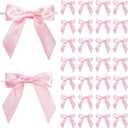 Pink Satin Ribbon Twist Tie Bows 5 Inch Pre-Tied Blush Pink Gift Bows for Crafts, Treat Bags, Party Favors, Wedding, Baby Shower, Candy Apple, Christmas Tree (36 Pack)