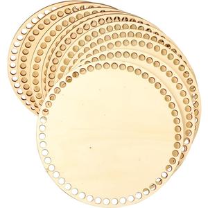 8 Inch 10 Pack Basket Bottom for Crochet Unfinished Wood Round Weaving Knitting Base for Crafts