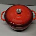 Lodge Essential Enamel Cast Iron Dutch Oven with Lid - Oven-Safe Enamel Cookware up to 500 F - Heat-Retaining Braising & Roasting Pot - Non-Toxic Cookware - 7.5 Quart, Island Spice Red