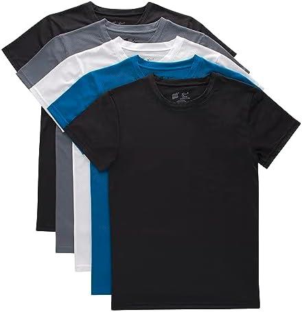 Hanes Boys Originals Performance Mesh Tween T-Shirt Pack, Stretch Undershirts, 5-Pack, L