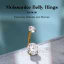 GEMQUEEN Moissanite G23 TItanium Belly Button Ring 18K Gold Plated Hypoallergenic Internally Threaded Belly Rings 14G Navel Piercing Jewelry For Women Men D Color VVS1 Clarity Brilliant Cut