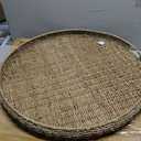 Extra Large Round Wicker Tray with Handles 26.77 Inches Round Rattan Tray Handwoven Seagrass Wicker Table Basket for Farmhouse Decorative Oversized Coffee Table Living Room Organizer
