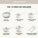 GreenPan Dover Healthy Ceramic Nonstick, 12 Piece Cookware Pots and Pans Set, PFAS-Free, Dishwasher Safe, Comfort Grip Handle, Cream White