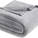 Exclusivo Mezcla Fleece Blankets Queen Size for Bed, Super Soft and Warm, All Season, Cozy, Plush, Lightweight, 90x90 Inches, Light Grey