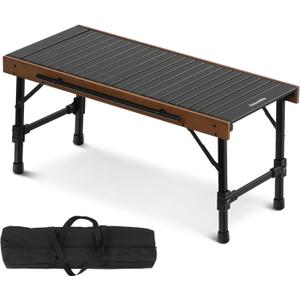 Naturehike IGT Camping Table, Fold up Lightweight, Aluminum Alloy+Wood, 4-6 Person Portable Table with Carry Bag for Outdoor, Folding Square Table, Picnic Backyards BBQ Camp Kitchen