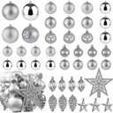 Christmas Ball Ornaments - 43pcs Shatterproof Christmas Tree Decorative Hanging Ornaments with Loop for Xmas Holiday Party Wreath Home Decoration (Silver)