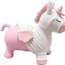 LEXiBOOK BGP050UNI Inflatable Jumping Unicorn, for Indoor and Outdoor use, Balance and Motor Skills Development, Hand Pump Included, Safe and Resistant Plastic, Pink, White