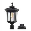 Solar Post Light Outdoor, ST4346Q Dusk to Dawn Solar Lamp Post Light with Pier Mount Base Bright Sandy Colored Bulb, Waterproof Aluminum Fence Pole Lights for Gates Yard Path Garden