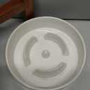 Ceramic 0.9 Cup Raised Slow Feeder Dog Bowl Set, Elevated 6.1inch Water Bowl and 6.1inch Slow Dish with Acacia Wood Stand for Small Dogs (2 x Reactived Glaze -White+ Stand)