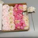 Ling's Moment Artificial Flowers Fake Silk Hydrangea Faux Peony Foam Roses Combo for DIY Wedding Bouquet Centerpiece Arrangement Bridal Shower Party Home Decor, Powder Pink & Berry Pink & Cream, 24pcs