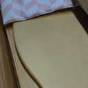 Wooden High Chair with TrayAdjustable & Convertible Highchair for Toddlers,Children&AdultsIncludes Safety HarnessWaterproofNatural Wood(Geometric Pink & White Cushion)