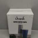 LITOPAK 100 Pack 20 oz Disposable Paper Coffee Cups with Lids for Coffee, Water, Juice, or Tea, Blue and Gray Hot Paper Cups for Home, Restaurant, Store, and Cafe
