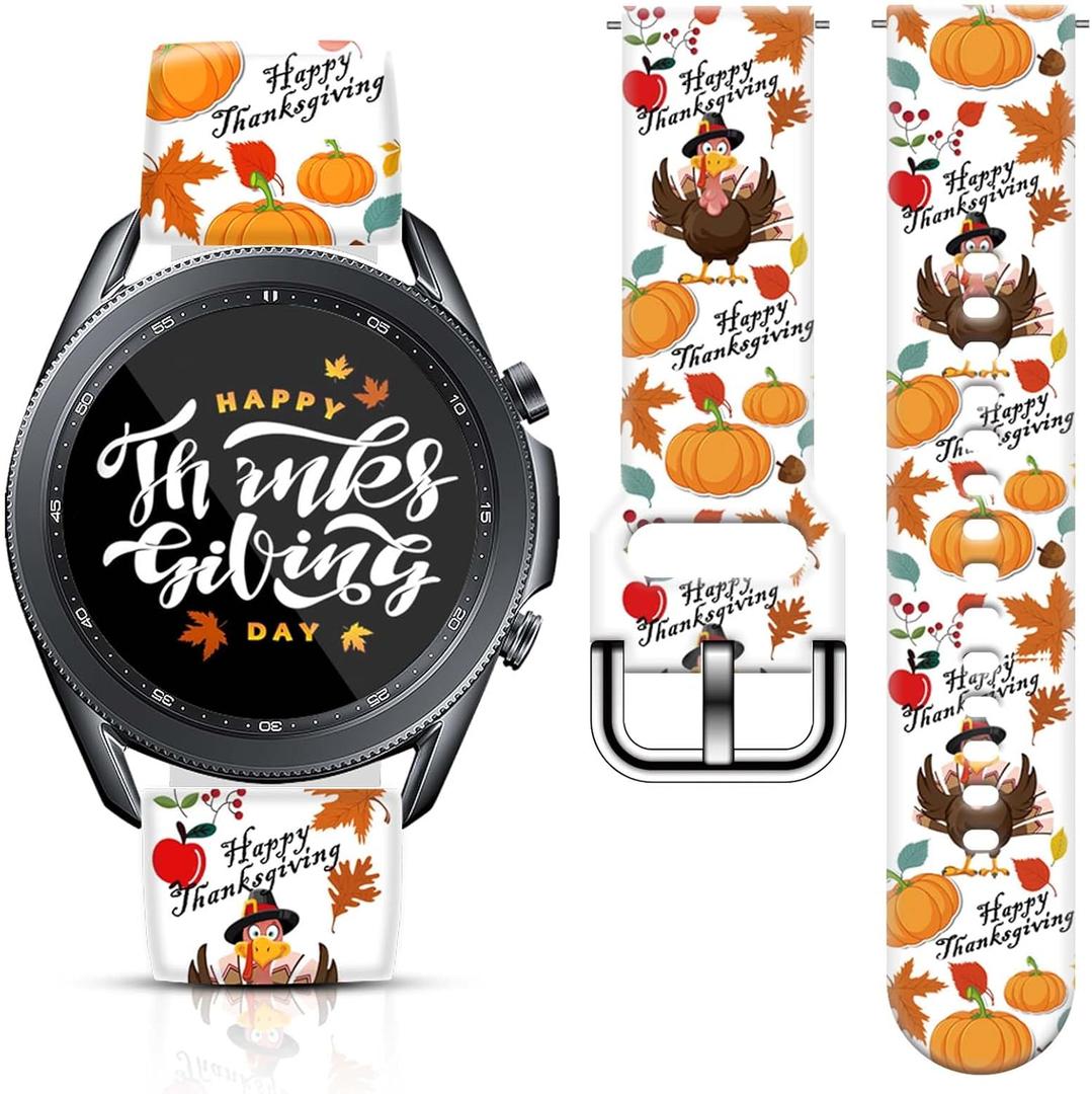 22mm Holiday Christmas Thanksgiving Watch Band Compatible with Samsung Galaxy Watch 46mm/Galaxy watch 3 45mm/Gear S3 Classic/Frontier Replacement Watch Strap