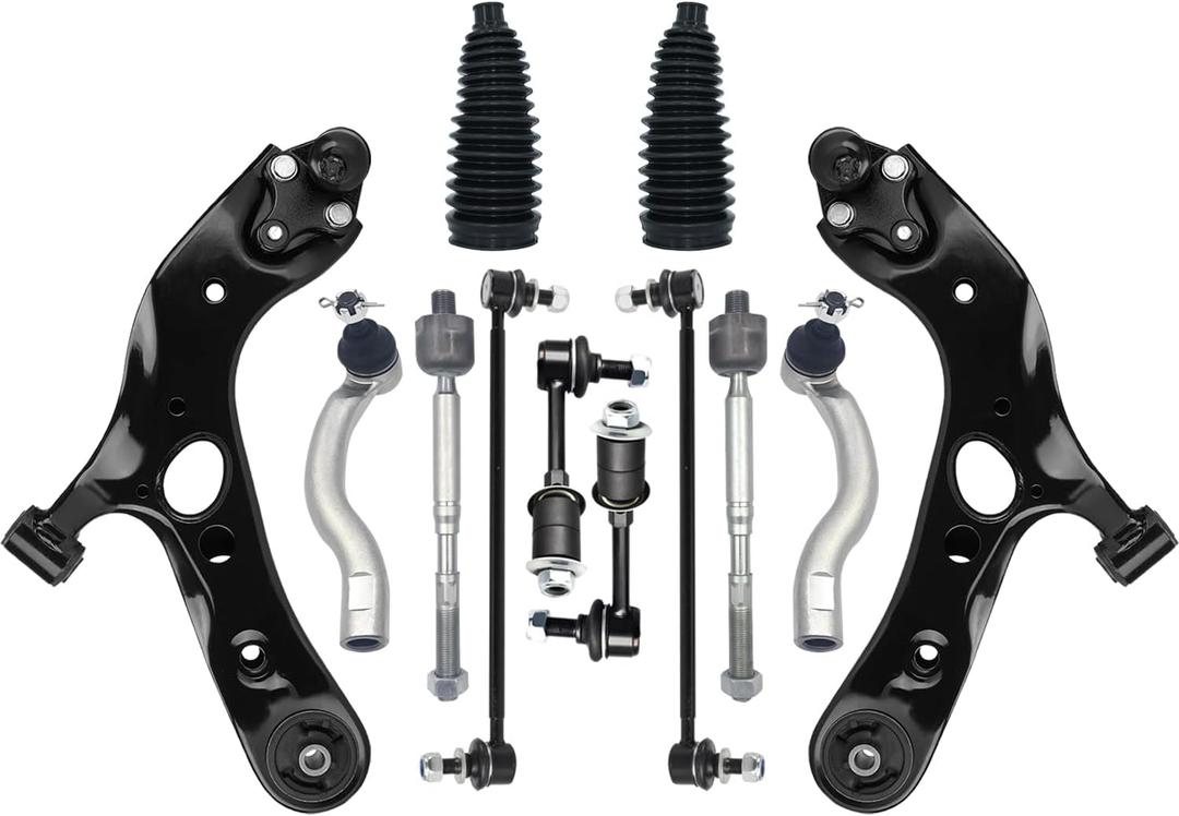 14 Piece Front Lower Control Arm Ball Joint Sway Bar Stabilizer Tie Rod Bellows Suspension Kit Replacement For 2006-2018 Toyota RAV4 K620586 K620587