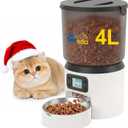 Automatic Cat Feeders, 4L Timed Cat Dry Food Dispenser Auto Pet Feeder Portion Control up to 9 Meals/Day for Cats and Small Dogs Dual Power Supply, with Stainless Bowl Fresh Food, Easy Clean