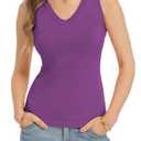 QUALFORT Women Wool Blend Sweater V Neck Sleeveless Tank Tops Knitted Shirt