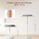 Portable Laptop Floor Stand, Bedside/Sofa Table with Height Adjustable 18''~47'', Stylish Movable Workstation Floor Standing Desk for Office, Meeting Room, Living Room Easy Assembly, White