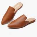 Mules for Woman Comfortable Pointed Toe Backless Loafers Flat Mule Business Casual Shoes Slides Slip on, Brown , 7.5(M)