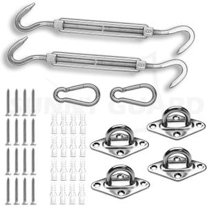 SUNNY GUARD Sun Shade Sail 316 Stainless Steel Hardware Kit 8 Inch for Rectangle Shade Sail Installation for Backyard Yard Deck Patio Garden
