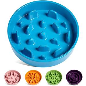 LE TAUCI Slow Feeder Dog Bowls Ceramic, 3 Cups Slow Feeding Dog Bowl Medium Large Breed, Puzzle Pet Dishes,Vortex Blue