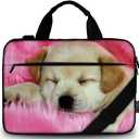 icolor Canvas 13 Inch Laptop Shoulder Case, Messenger Briefcase, Protective Carrying Bag Sleeve Fits 11.6" 12" 12.9" 13.3" Computer/Ultrabook/Notebook (Cute Dog)