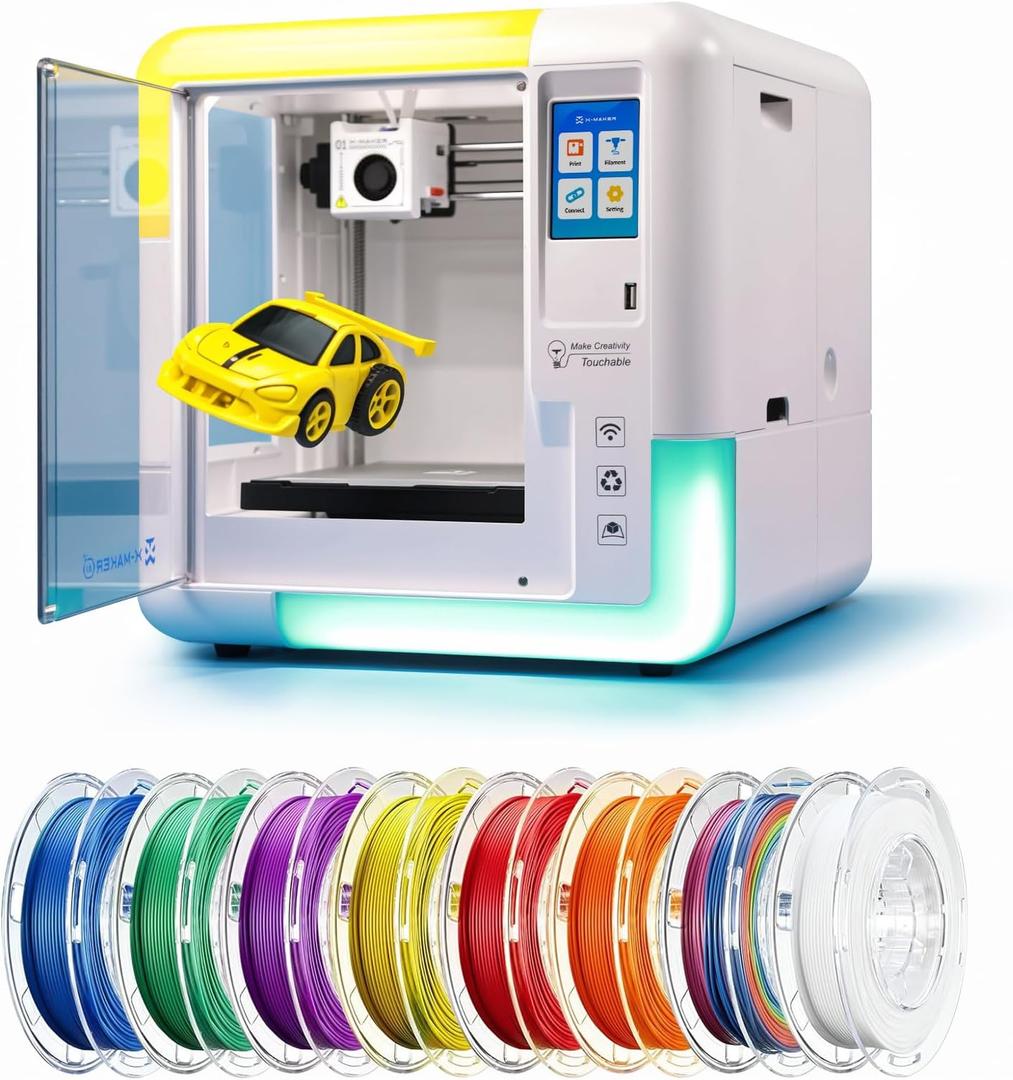 AOSEED 3D Printer for Kids & Beginners, AI-Powered Toy Maker with Leveling-Free Design, 400mm/s Speed, 17+ Design Modules, 8 PLA Filaments, Enclosed Mini 3D Printer for Home & School, X-Maker AI+