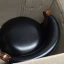 RAINMOOD Bar Stool, Mid-Century Modern Style Swivel Bar Stools with Leather Seat and Wooden Legs, Counter Chair for Kitchen Dining Room Living Room (Black, Counter Chair-Seat Height 26)