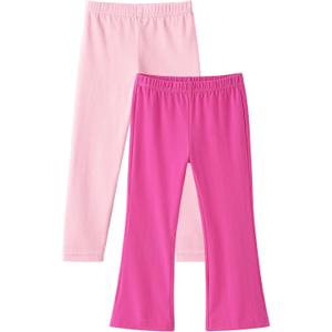 2 Pack Toddler Girls Flare Pants Baby Cotton Leggings Size 18M-5T (Pink)