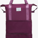 2025 New Travel Bag with Wheels, Large Expandable Foldable Duffle Bag, Dry Wet Separated, Wide-Open Travel Cosmetic Bag, Airplane Friendly, Spinner Wheels, GRAY