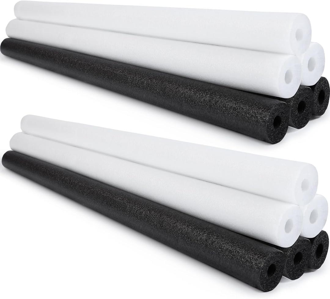 Hollowfly 12 Pcs Pool Noodles Bulk Foam Swimming Noodles Small Hollow Bright Foam Tube Pool Sticks for Craft Projects Adults Swimming Floating (40 x 1.6 Inches,Black&White)