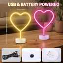 Mothers Day Gifts for Mom, 2 Pack Heart Neon Signs, LED Pink Lights Battery Operated or USB Powered, Neon Lights Heart Decor for Valentine's Day Gifts, Wedding, Party, Pink Room Decor