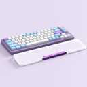 Acrylic Gaming Keyboard Wrist Rest,Clear Ergonomic Palm Rest with Anti-Slip Base,Customized Metal CNC Aluminum Alloy Logo for Computer Keyboard,Office,PC Gaming,Laptop,Mac,Easy Typing-Purple