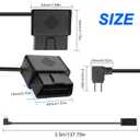 XMSJSIY OBD Power Cable for Dash Camera 90 Degree Right Angle Mini USB to OBD Parking Monitor Cable 12V-24V to 5V Dash Cam Hardwire Kit with Voltage Display and Low Voltage Protection - 3.5M/11.48FT