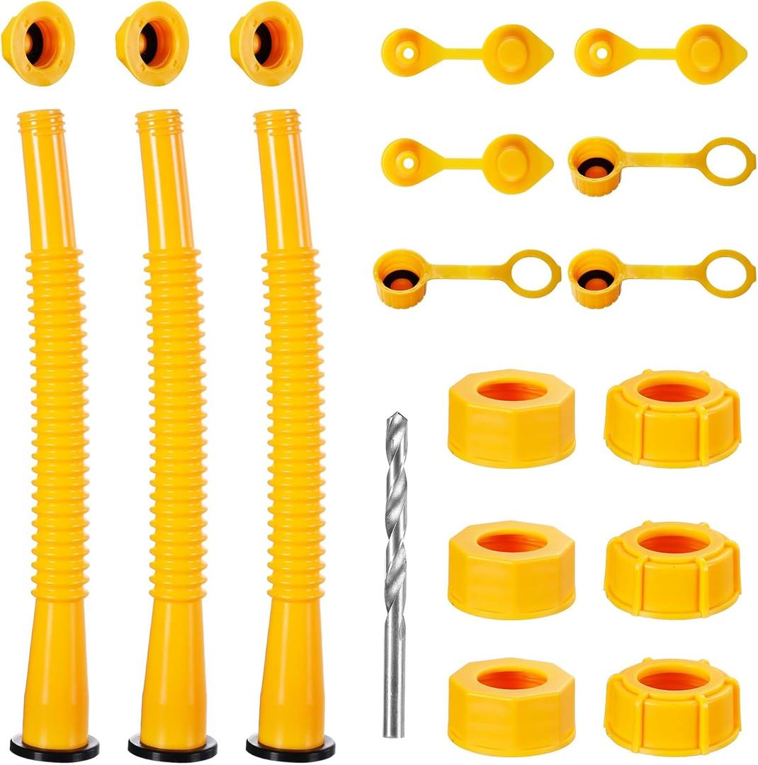 Extra Long Gas Can Spout Replacement, Our gas can nozzle is 11.2in long, (3 in longer than standard nozzles). Gas can nozzle (3 kit-Yellow) for 1/2/5/10 gal oil cans. Replacement gas can spout, Yellow