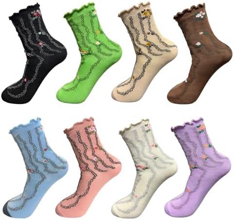 LOHO WONDERZ 16 Pairs Ruffle Socks, Cute Crew Athletic for Women and Girls