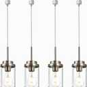 MELUCEE 4 Pack H Track Lighting Pendants Brushed Nickel Ceiling Track Hanging Light Fixtures with Clear Glass Shades, Compatible with H Type Track Lighting Rail, E26 Socket (4 Packs)