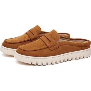 Womens Comfortable Slip On Loafers Indoor Outdoor Business Casual Mules Shoes for Women (7, Brown)