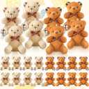 HyDren 24 Pcs Mini Bear Stuffed Animal 4 Inch Small Soft Tiny Bear Bulk Animal Doll Keychain for Birthday Baby Shower Party Decor(Light Brown, Dark Brown)