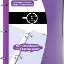 Pivotable Refillable Notebook, Upgraded 1 Inch 3 Ring Notebook Binder, 50 College Ruled Paper, 5 Subject Notebook with Dividers and Folder Pockets, Tabs- Purple