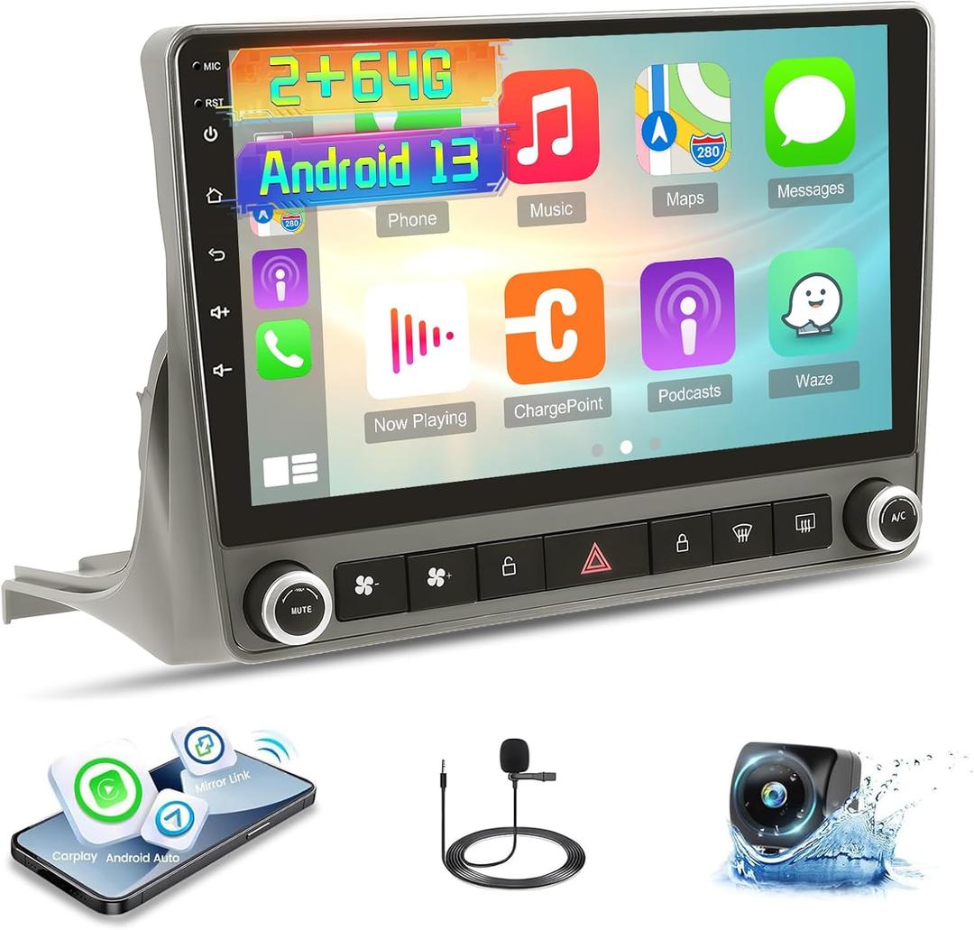 EKAT [2G+64G] Car Radio for Chevrolet Camaro 2008-2015, Android Chevy Camaro Stereo with 9 inch Touch Screen, Carplay/Android Auto/1080P/Bluetooth/WiFi +AHD Backup Camera