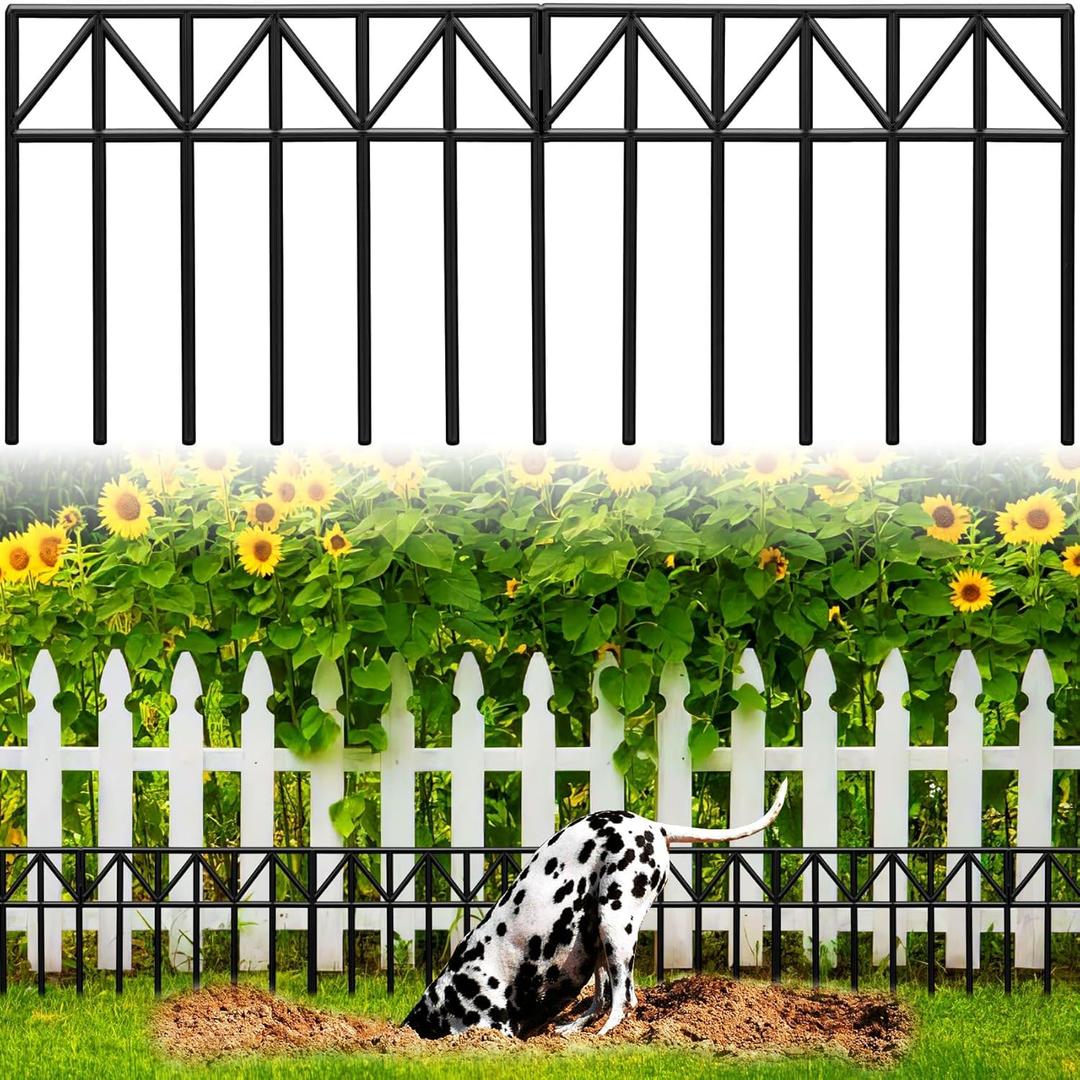 Heavy-Duty Animal Barrier Fence Panels - 13.3ft x 13in No Dig Ground Defense for Dogs, Rabbits - 5 Pack Durable Dog Digging Fence Barrier Garden Outdoor Yard & Patio (Thick Wire, Rust-Resistant)