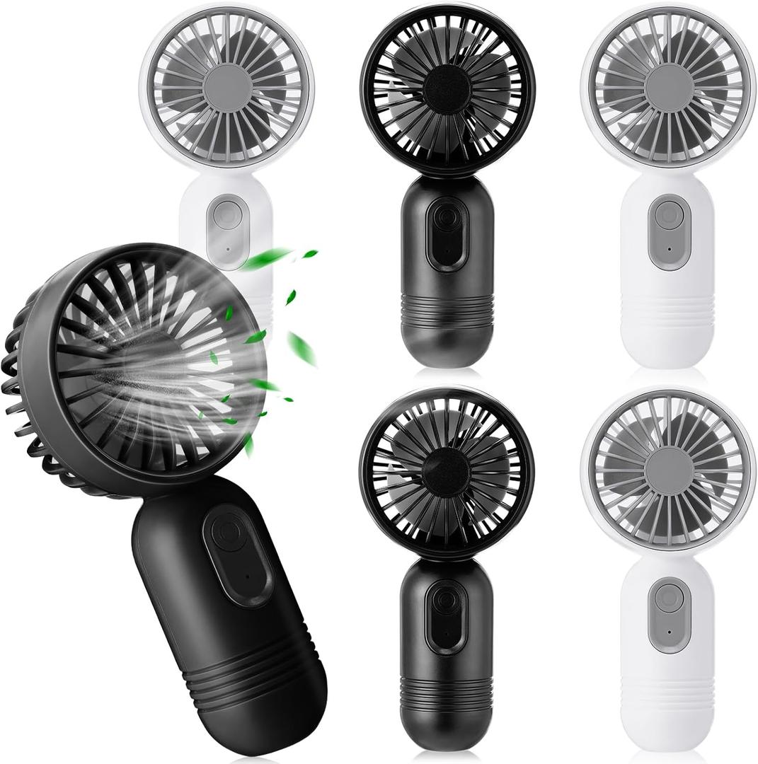 Mini Portable Fan Bulk Cute Handheld Lightweight Small Little Personal Hand Eyelash Fan 3 Speeds USB Rechargeable for Women Men Indoor Outdoor Makeup Travel Camping(Black and White, 6 Pcs)