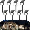VOLISUN Solar Spotlight Outdoor, IP67 Waterproof Solar Landscape Spot LightsUplights for Yard Garden Pathway - 8 Pack (Cool White) 27 LED 3 Lighting Modes