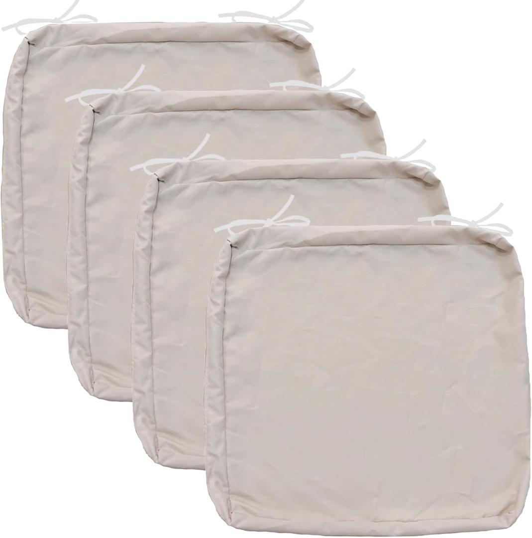 FLYMEI Patio Cushion Covers 20x20x2 Waterproof Outdoor Cushion Cover Replacement 4Packs Outdoor Seat Cushion Slipcover for Rattan Chair Sofa, Apricot