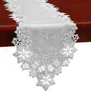 Simhomsen Embroidered Silver Snowflakes Table Runners for Christmas Holiday and Winter (Silver, 1490 inches)