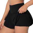 Sunzel Tennis Shorts for Women with Built-in Liner, High Waisted Flowy Athletic Shorts with Pockets for Running Workout Golf (Black, XL)