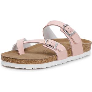 FITORY Women's Slide Sandals with Soft Cork Footbed, Comfort Arch Support Flat Sandals for Summer, 6