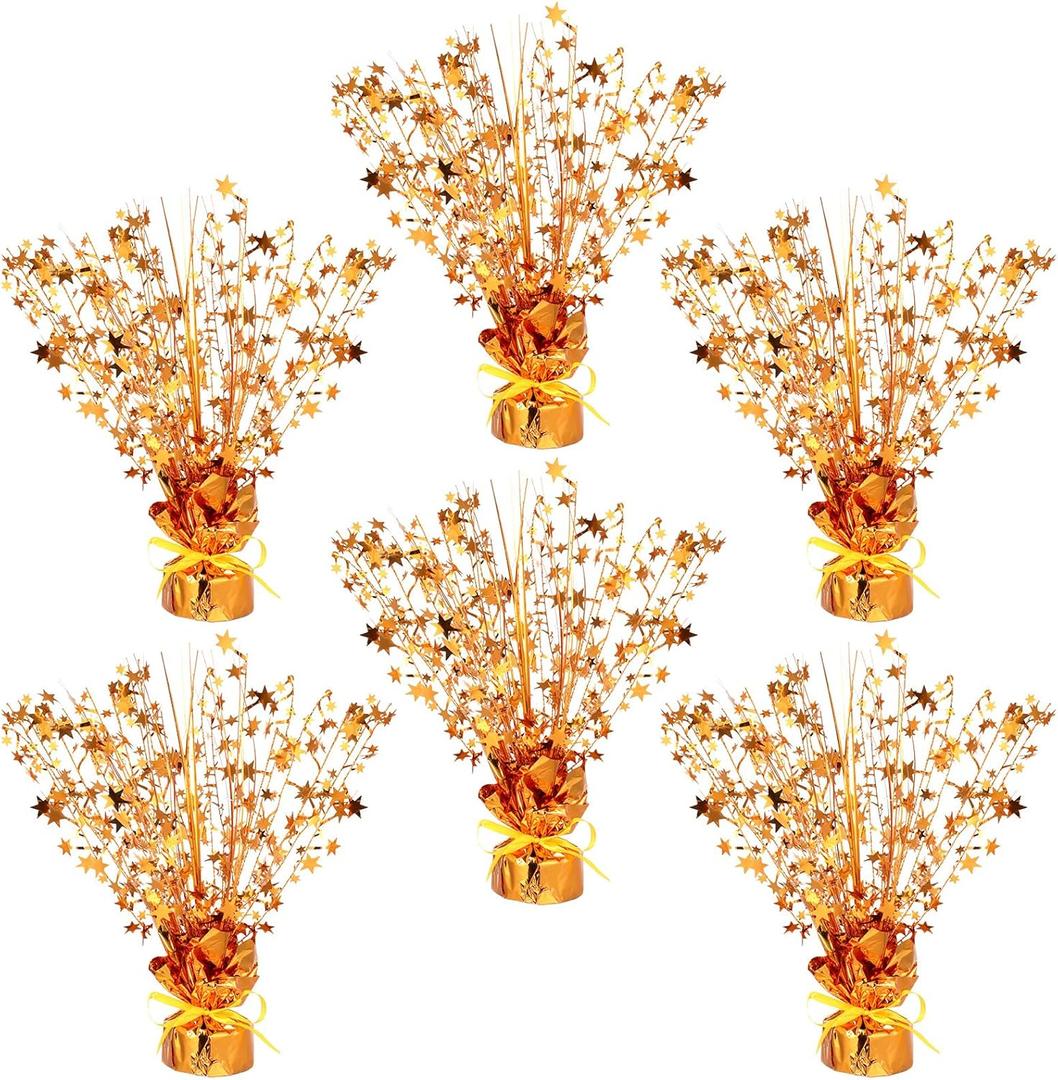 Crowye 6 Pcs Metallic Foil Spray Centerpiece Party Star Table Decoration Table Decor for Birthday Party Season Holiday(Orange,Small Star)