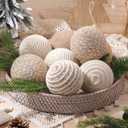 12 Pcs Large Christmas Ball Ornaments Boho Farmhouse Jute Rope Balls Burlap Neutral Rustic Ornaments for Xmas Tree Wreath Garland Holiday Wedding Home (Classic,3.15 Inch)
